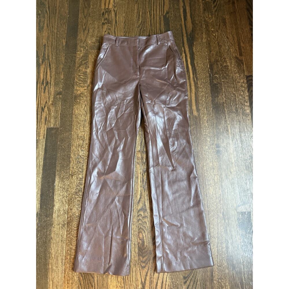 Babaton Aritzia Faux Leather Pants Brown 4